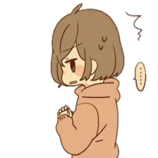 😓 01c98346 动漫女孩, 害羞, 可爱, 卡通, 棕色头发 telegram sticker