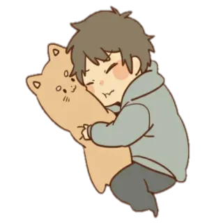 😊 3b8d33dc 睡眠, 卡通, 睡觉, 角色, 拥抱, 枕头 telegram sticker