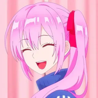 😄 1ac1a7af Anime, pinke Haare, Lächeln, Cartoon whatsapp sticker