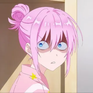 😳 31c73a11 Anime, Mädchen, pinke Haare, geschockt, überrascht whatsapp sticker