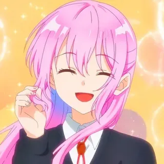 😄 57df915b Anime, Mädchen, pinke Haare, süß, lächelnd, fröhlich whatsapp sticker