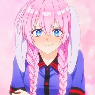 🥰 681fb807 Anime, Mädchen, pinke Haare, Hasenohren whatsapp sticker