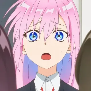 😧 692531a7 Anime, Charakter, pinke Haare, überrascht, Mädchen whatsapp sticker