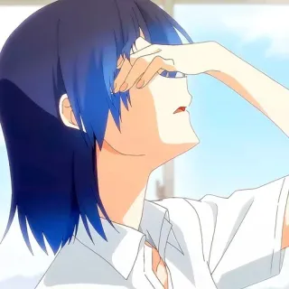 🤦‍♀️ 7cf1307d Anime, Mädchen, Schuluniform, blaue Haare, Schülerin whatsapp sticker