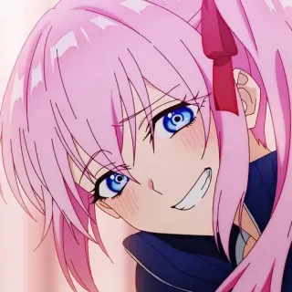 😁 8282009b Anime, Mädchen, rosa Haare, lächelnd whatsapp sticker