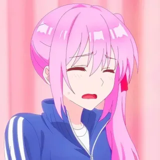 😩 860adc19 Anime, Mädchen, pinke Haare, traurig, süß, Cartoon whatsapp sticker