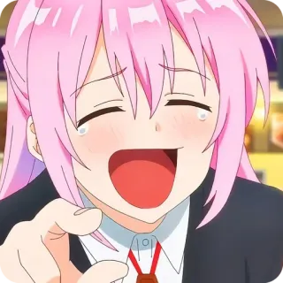 😆 892320b5 Anime, Mädchen, rosa Haare, fröhlich whatsapp sticker