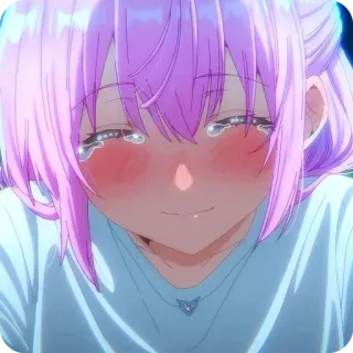 😊 d84273bb Anime, Mädchen, weinend, traurig, rosa Haare, Cartoon whatsapp sticker