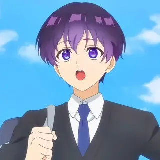 😲 e224af47 Anime, Junge, Lila Haare, Cartoon, Schuluniform whatsapp sticker