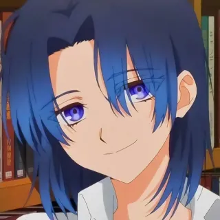 😏 e712f83c Anime, Mädchen, blaue Haare, lächelnd whatsapp sticker