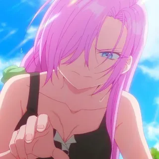 😠 ec60645a Anime, Mädchen, pinke Haare, zeigend, Cartoon whatsapp sticker