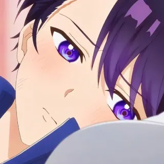 😒 f63af94d Anime, Männlich, Gesicht, Lila Haare, Lila Augen whatsapp sticker