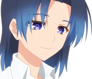 😊 44660b0f 애니메이션, 여자, 파란 머리, 미소 telegram sticker