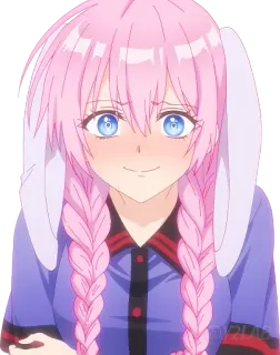 🐶 68b705b3 애니메이션, 여자, 분홍 머리, 토끼 귀, 귀여운, 만화 telegram sticker