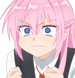 😭 702085c7 애니메이션, 귀여운, 소녀, 슬픈, 분홍 머리, 만화, 표정, 화난 telegram sticker