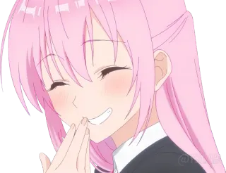 🤭 72950100 애니메이션, 소녀, 분홍 머리, 미소, 행복한, 만화 telegram sticker