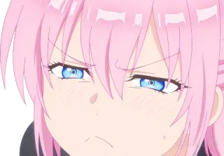 🤨 842a055f 애니메이션, 여자, 핑크 머리, 짜증, 귀여운, 표정 telegram sticker