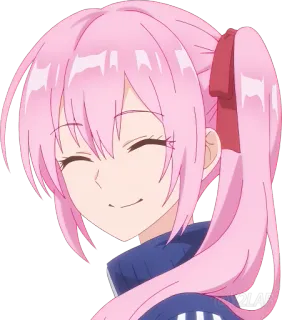 😊 af18e1bf 애니메이션 여자, 분홍 머리, 귀여운, 웃는, 만화 telegram sticker