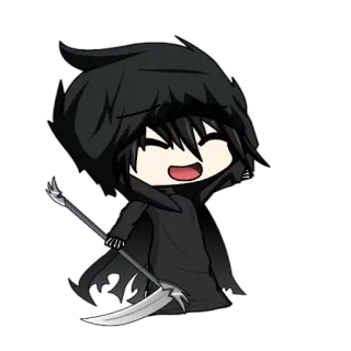 🖐 8c7d98eb Faucheuse, Faux, Mort, Chibi, Dessin animé, Personnage à capuche telegram sticker