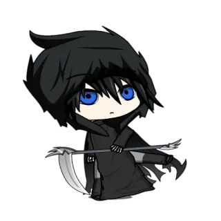 👊 b58be8ba faucheuse, mort, faux, chibi, dessin animé, anime, gothique, halloween telegram sticker