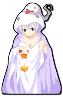 👻 1666ed1c anime, ghost, cute, halloween, girl, lantern whatsapp sticker