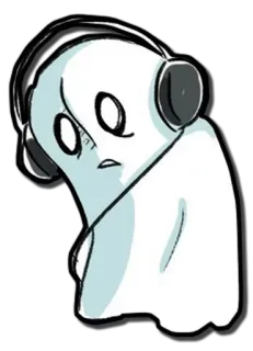👻 3cccfc42 ghost, headphones, music, cartoon, sticker whatsapp sticker