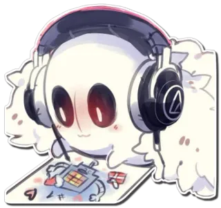 👻 42b415e5 drawing, headphones, cute, artist, digital art, cartoon, sticker whatsapp sticker