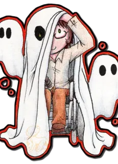 👻 51b8fb94 ghosts, halloween, spooky, sheet, costume, character whatsapp sticker