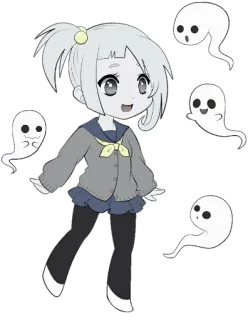 👻 7f118729 anime, girl, ghost, chibi, kawaii, cute, spooky, cartoon whatsapp sticker