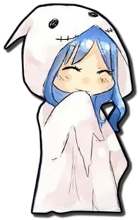 👻 9764691c anime, girl, cartoon, cute, ghost, hoodie whatsapp sticker