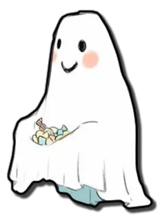 👻 afaa9827 ghost, halloween, candy, cute, spooky, treats, friendly whatsapp sticker
