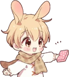 ☺️ a0a937f9 ウサギ, ギフト, マフラー, かわいい, アニメ, 可愛い, 男の子 telegram sticker