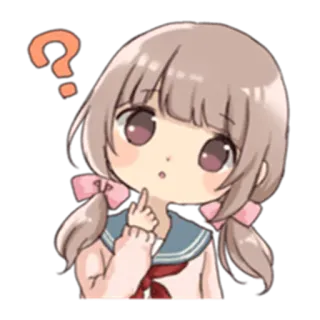 😕 394badb7 动漫女孩, 问题, 思考, Q版, 贴纸 telegram sticker