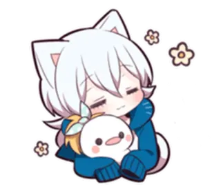😊 4d024215 动漫, 猫耳, 可爱, 卡哇伊, Q版, 卡通 telegram sticker