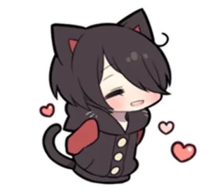 😗 6fd2ca2c 猫, 动漫, 卡哇伊, 可爱, 心, 猫耳, Q版 telegram sticker