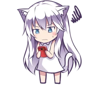 🎋 7a18312c 动漫, 猫娘, 生气, Q版, 贴纸, 可爱 telegram sticker
