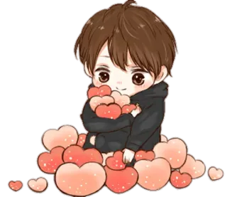 😻 a9e63426 动漫, 爱心, 可爱, 卡通, 男孩, 爱, Q版 telegram sticker