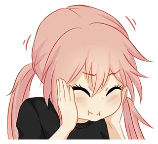 🌳 d1a3d470 动漫, 女孩, 粉色头发, 可爱, 脸红 telegram sticker