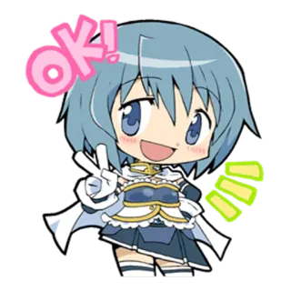 🎄 da5388d1 Sayaka Miki Puella Magi Madoka Magica ok! 动漫, 女孩, 好的, 和平, Q版, 魔法少女 telegram sticker