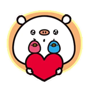😍 8f3eada0 schwein, tiere, herz, liebe, vögel, niedlich telegram sticker