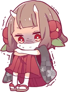 😰 0ce6c4b6 애니메이션, 만화, 여자, 귀여운, 불안, 뿔 telegram sticker