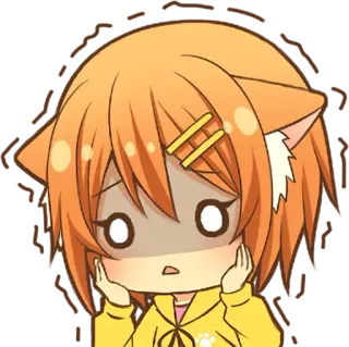 😨 4eae0e2f 애니메이션, 고양이, 소녀, 스티커, 귀여운, 만화, 카와이 telegram sticker