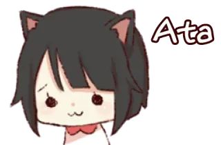 😐 a2df5b95 Ata 만화, 고양이 소녀, 애니메이션, 귀여운, 카와이, 소녀, Ata telegram sticker