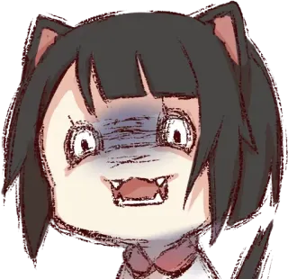 👿 c04e2195 애니메이션, 고양이, 소녀, 무서워, 혼란스러운, 표정, 그림 telegram sticker