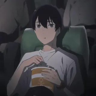 💈 0cada929 anime, movie, eating, theater, person, watching whatsapp sticker