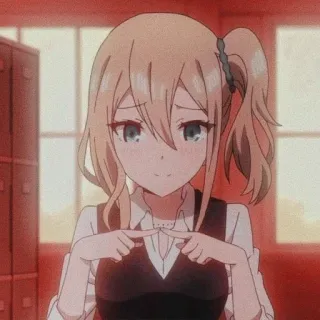 💈 843325a9 anime girl, cute, smile, blond hair, school uniform whatsapp sticker