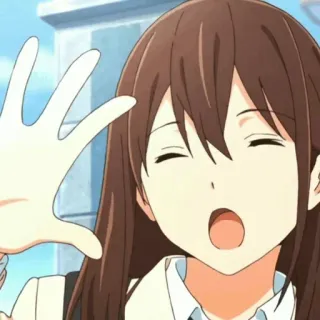 💈 f10c1584 anime, cartoon, girl, character, waving, happy, youth, schoolgirl whatsapp sticker