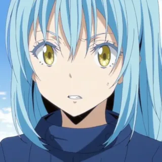 🦕 780be178 Rimuru Tempest That Time I Got Reincarnated as a Slime Anime, Rimuru, Tempest, That Time I Got Reincarnated as a Slime, Isekai, blauw haar telegram sticker