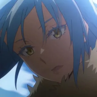 🦕 9f9630fc Rimuru Tempest That Time I Got Reincarnated as a Slime Anime, Isekai, Monster, Reïncarnatie, Slijm, Blauw haar, Fantasy telegram sticker