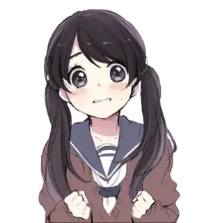 😩 92464821 anime, chica, uniforme escolar, sonrojada, linda, nerviosa, coletas telegram sticker